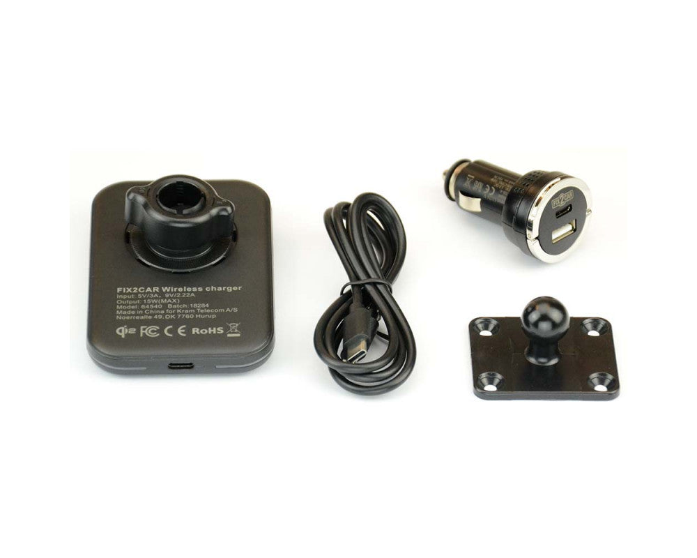 Fix2Car houder voor QI2 draadloos opladen voor Iphone 13/14/15/16, max 15W, met magnetische ring.