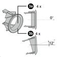 m-use electronics - Set buitenmontageringen voor 18 mm parkeersensoren – 4× 0° en 4× 12° - artikel 6751034009