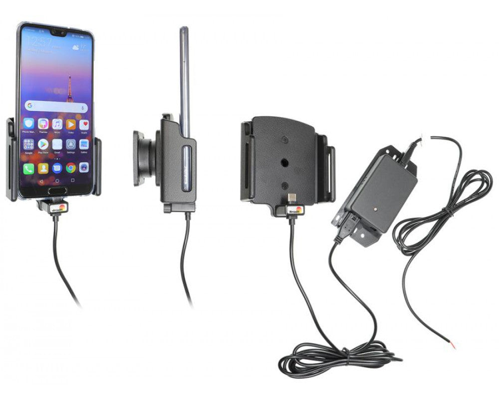 Brodit - Huawei P20 Pro met originele hoes Actieve houder met vaste voeding - Telefoon- & Tablethouder - artikel 713062