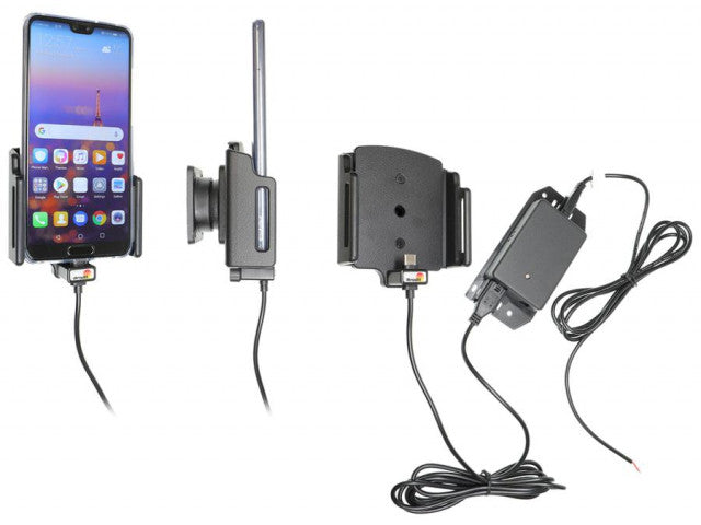 Brodit - Huawei P20 Pro met originele hoes Actieve houder met vaste voeding - Telefoon- & Tablethouder - artikel 713062 - afb