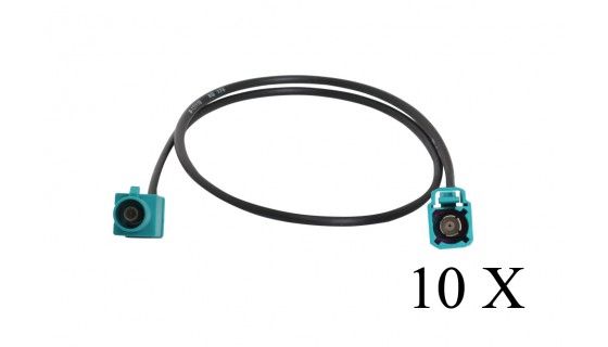 Verlengkabel 50 cm Fakra M - Fakra F code Z RG174 10 stuks