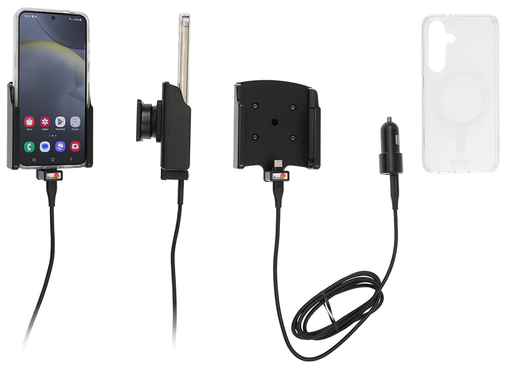 Brodit MagSafe Houder Inclusief Telefoonhoes en Lader Samsung Galaxy S24 (721404) - autohouder USB-C