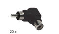 Audio adapter RCA M - RCA F 90° zwart 20 stuks