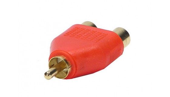 Audio adapter 1x RCA M - 2x RCA F rood Y adapter