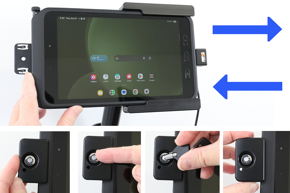 Brodit actieve houder met sleutelslot voor Samsung Galaxy Tab Active 5 SM-X300/SM-X306B - artikel 736458 - afbeelding 3