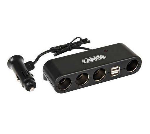 Lader 12/24V adapter 4x sig plug F + 2 x usbA 5A 0.6m
