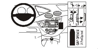 Brodit Proclip 852788 t.b.v. - Ford Focus - 1999-2004 - Brodit Angled mount