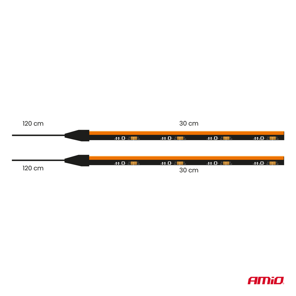 Flexibele LED COB-zijstrips amber 2x30 cm 12V AMiO 04574 - AMiO 04574 - productafbeelding 8