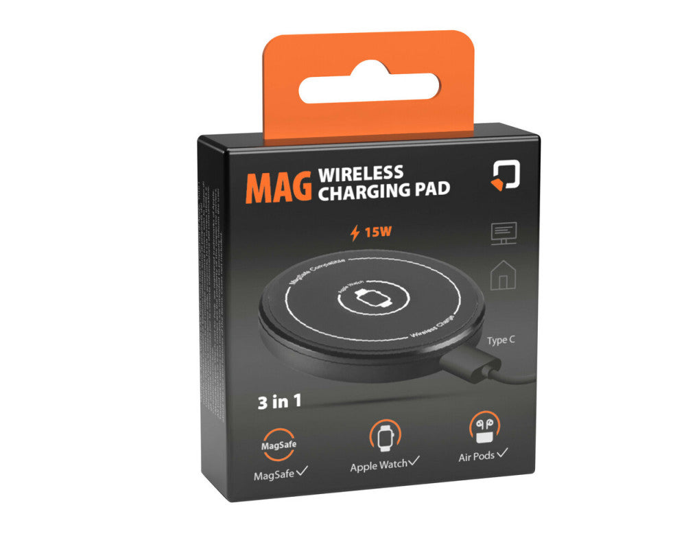 Optiline 3 in 1 magnetische draadloze oplader, 1mtr USB C - USB C meegeleverd