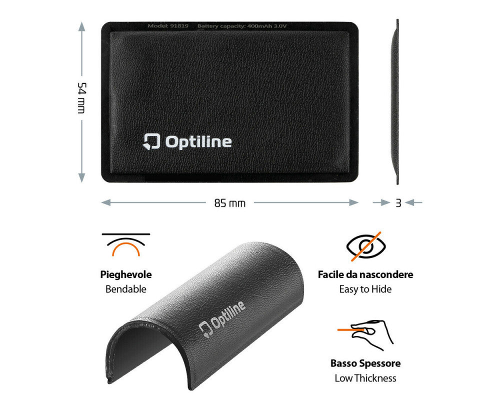 Optiline Opti Tracker Flex, ultradunne opvouwbare zelfklevende zoeker, werkt met Apple "find my"