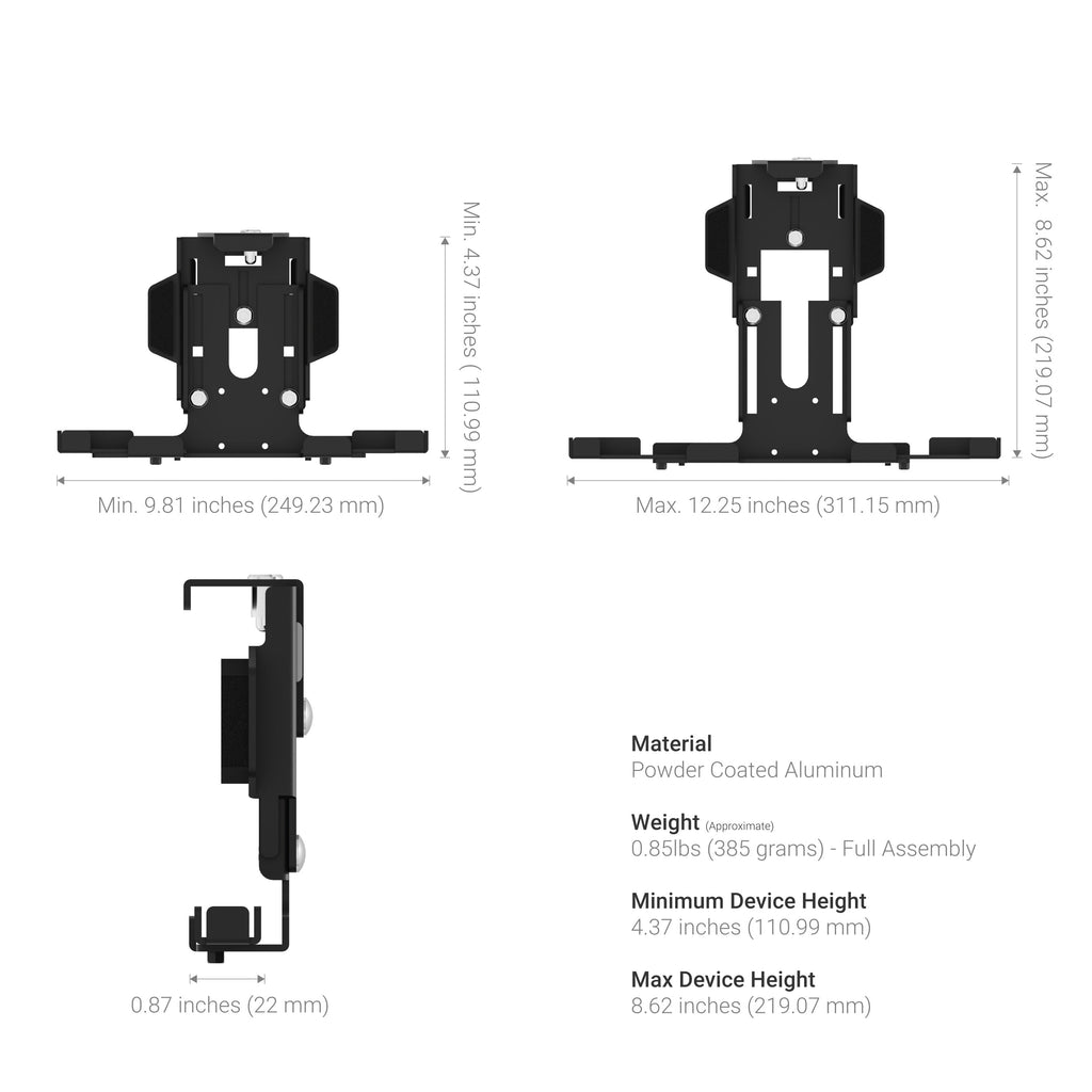 Arkon TAB4XLMETKL – maattekening van de tabletmontage – artikel 92220185