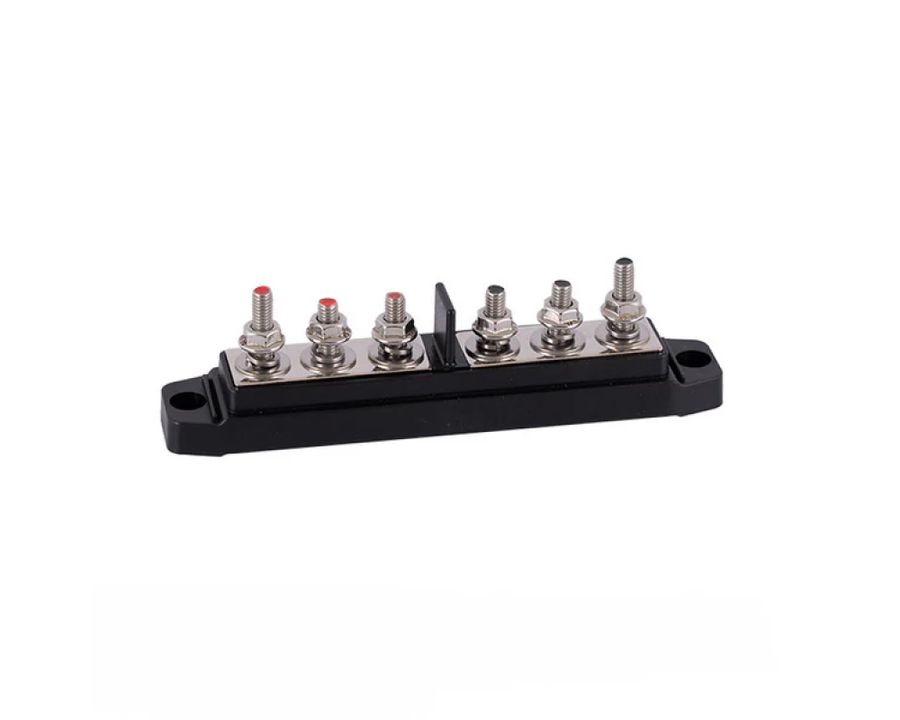 Distribution blok 3x red M8, 3x black M8