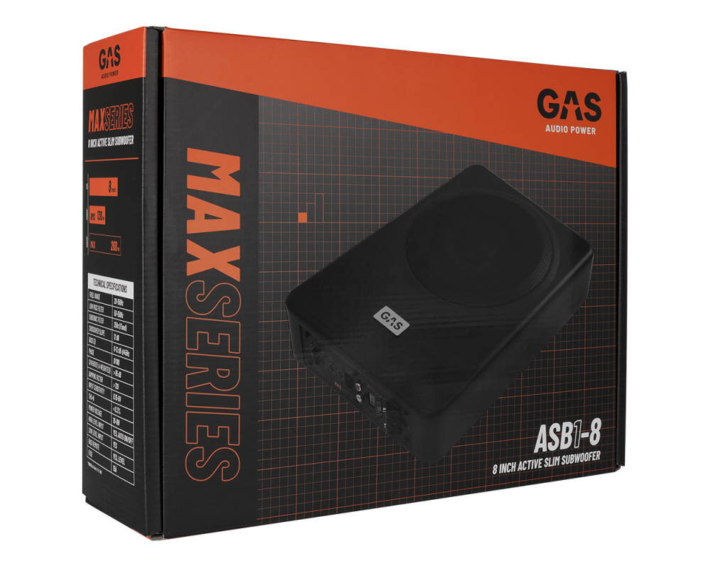 GAS MAX Level 1 Amplified Underseat Subwoofer 8" afbeelding 10