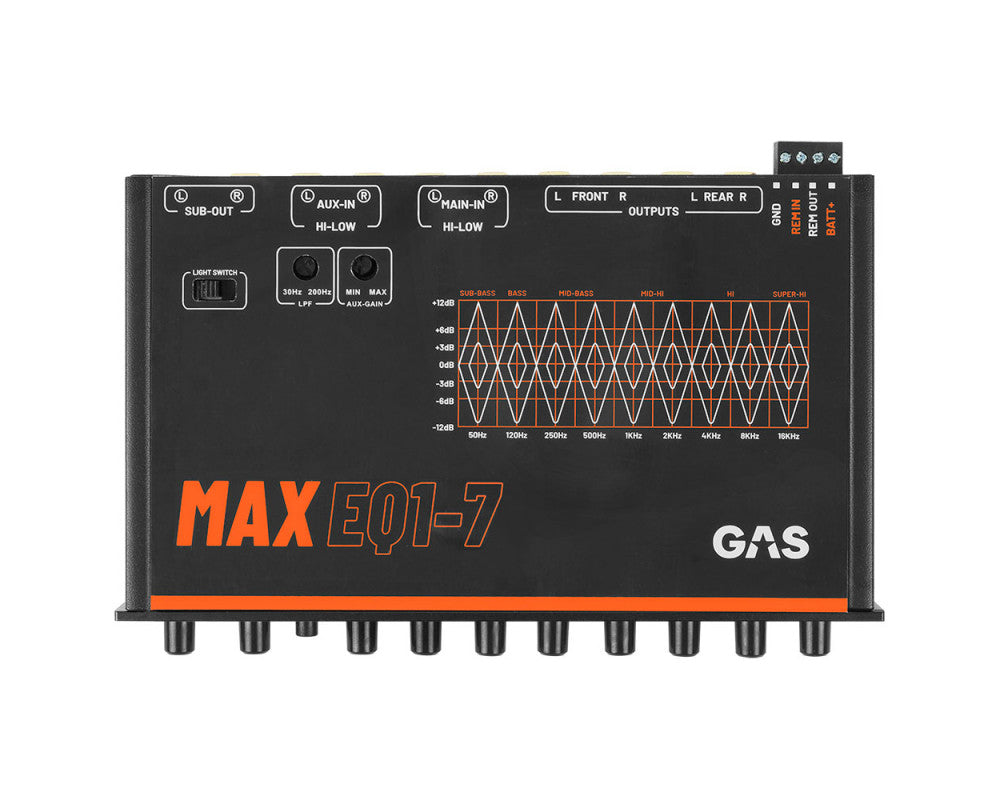 GAS MAX ½DIN 7-band EQ, 6V Pre-Outs afbeelding 10