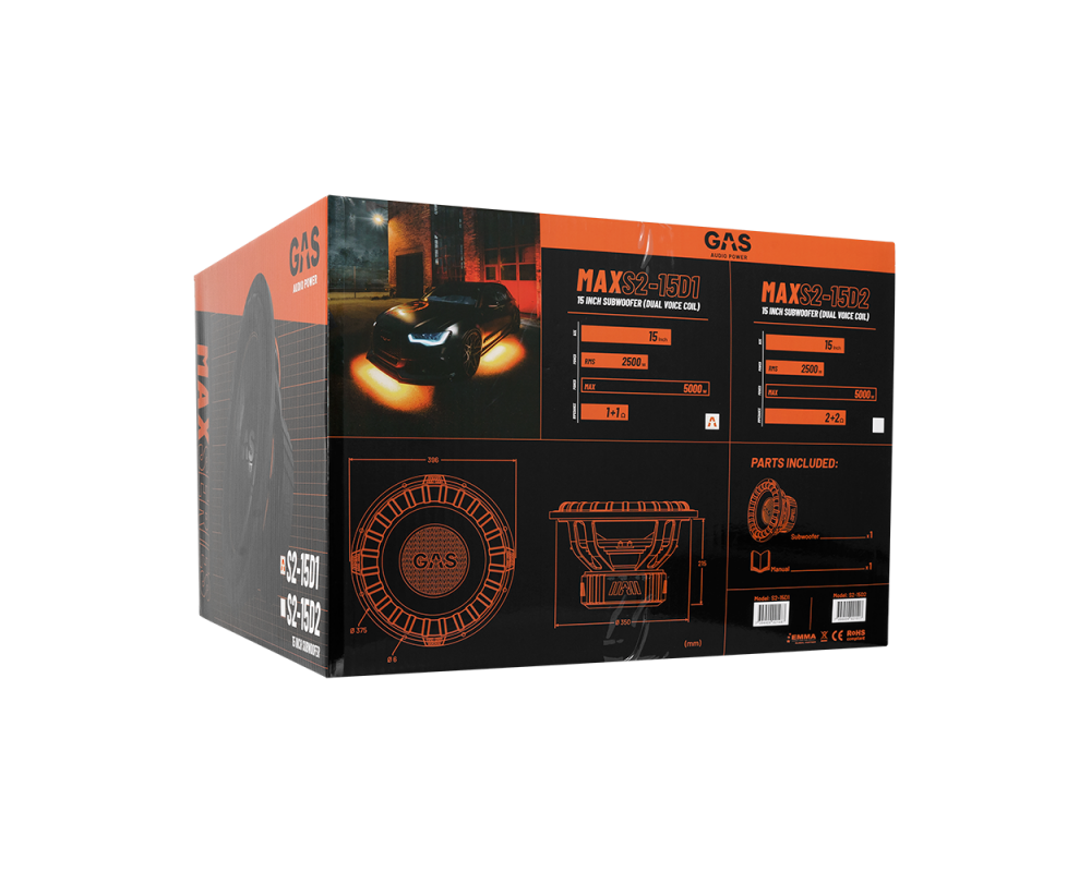 GAS MAX Level 2 Subwoofer 15" 2x1 Ohm afbeelding 4