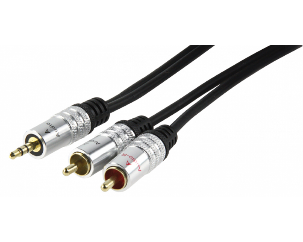 Audio cable 3.5 mm jack (male) --> 2x RCA cinch (male) premium, 2.5 meter