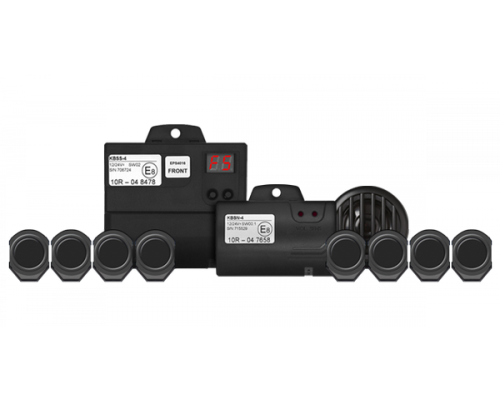 Navinc - Set parkeersensoren voor en achter, inclusief 8 sensoren met zoemer; 16/18 mm - artikel NI.PDC-SET-16FR