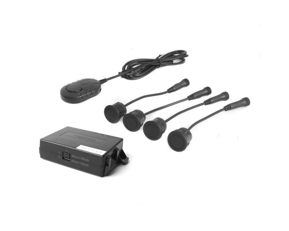 Opti Car Parts - Parkeersensoren, achter- of voorkant, met 4 zwarte sensoren en een zoemer - Product - artikel PTS411EX