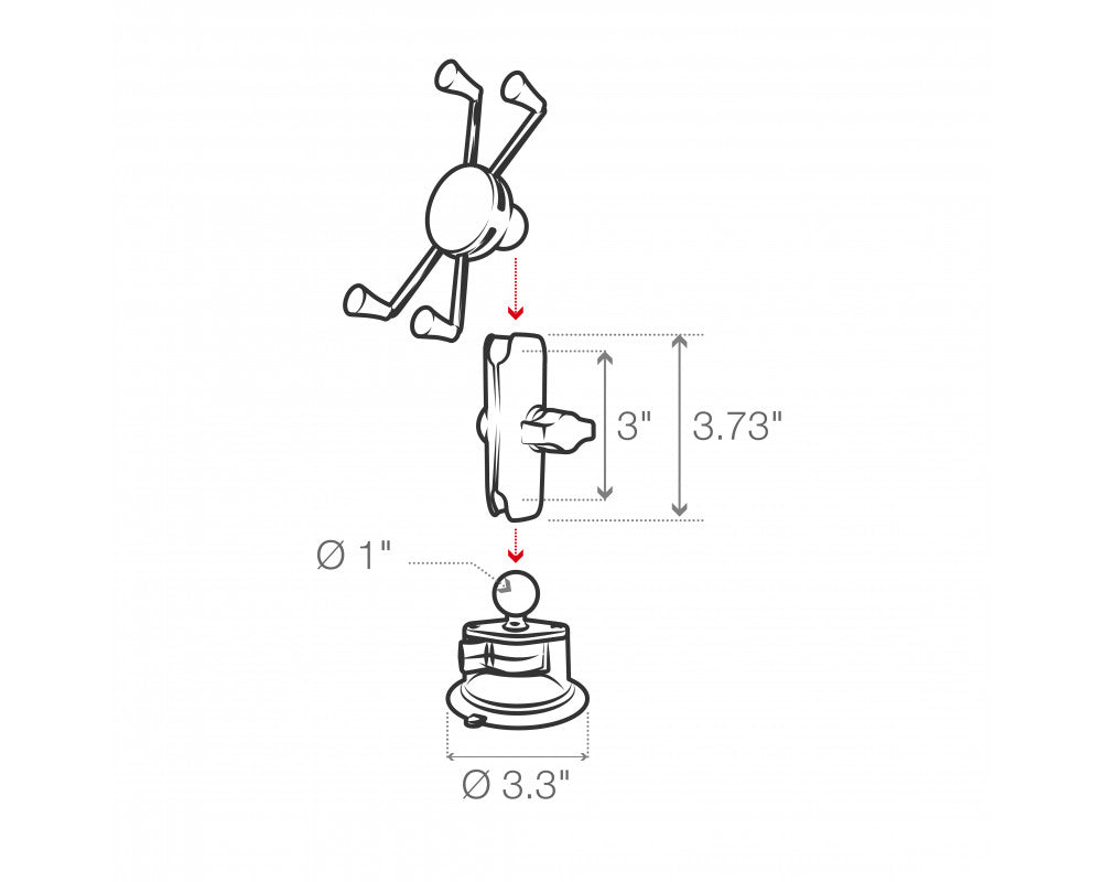 RAM® X-Grip® middelgroot telefoonhouder met RAM® Twist-Lock™ Zuignap