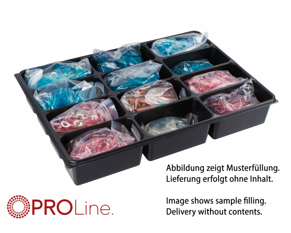 PROline Werkplaatskast assortiments bak, 12 vakken - inleg tray ten behoeve lade 335x238x45mm
