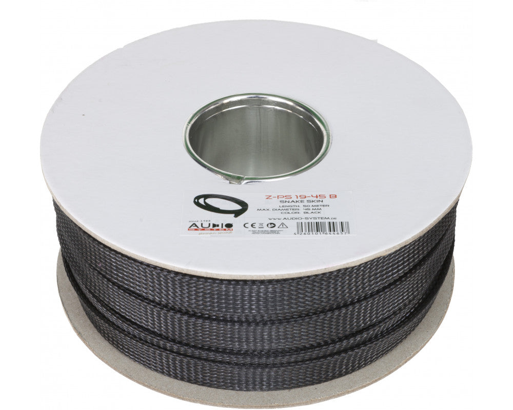 AUDIO SYSTEM Professionele gevlochten kous. Rol van 50 mtr. Diameter 19 tot 45 mm Zwart afbeelding 2