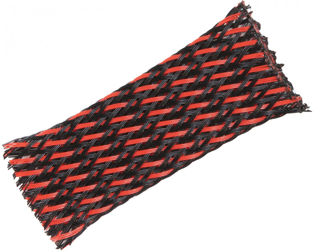 AUDIO SYSTEM Professionele gevlochten kous. Rol van 50 mtr. Diameter 19 tot 45 mm Rood/Zwart afbeelding 4