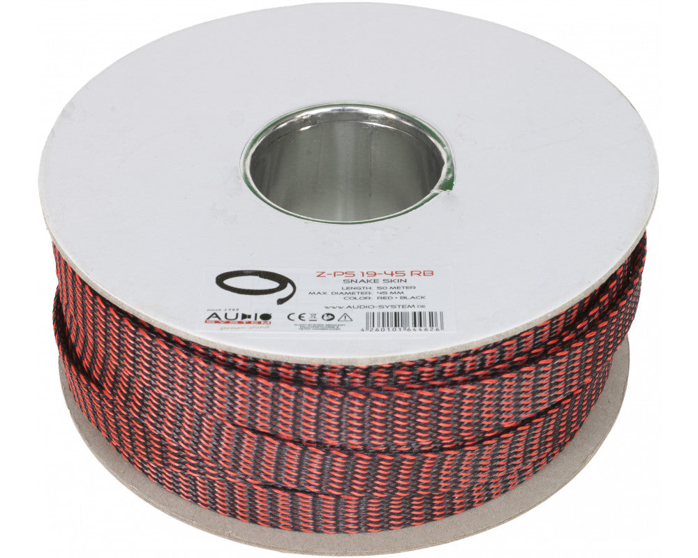 AUDIO SYSTEM Professionele gevlochten kous. Rol van 50 mtr. Diameter 19 tot 45 mm Rood/Zwart afbeelding 2