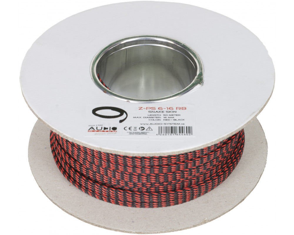 AUDIO SYSTEM Professionele gevlochten kous. Rol van 50 mtr. Diameter 6 tot 16 mm Rood/Zwart afbeelding 2