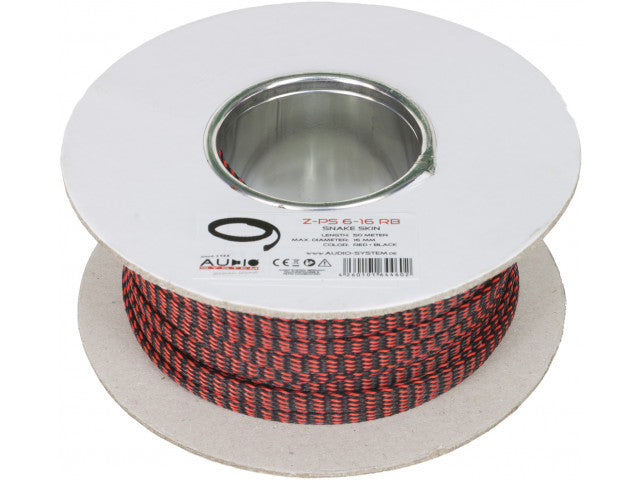 AUDIO SYSTEM Professionele gevlochten kous. Rol van 50 mtr. Diameter 6 tot 16 mm Rood/Zwart afbeelding 3
