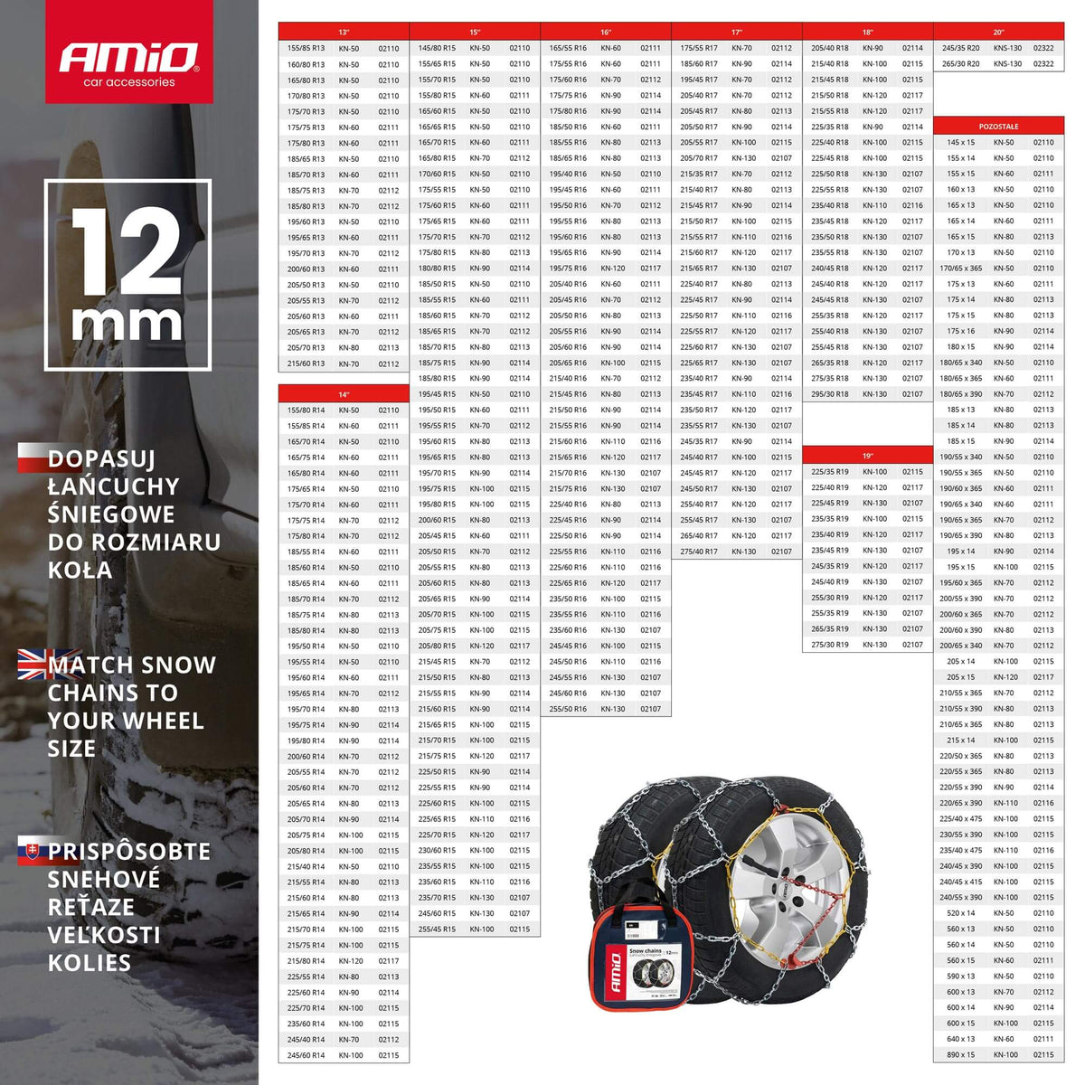 Sneeuwkettingen 12 mm KN-50 AMiO 02110 - AMiO 02110 - afbeelding 1
