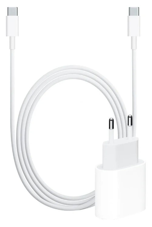 Lader 230V Apple 20W + usbC - C 2m Braided wit (PD 2.0)