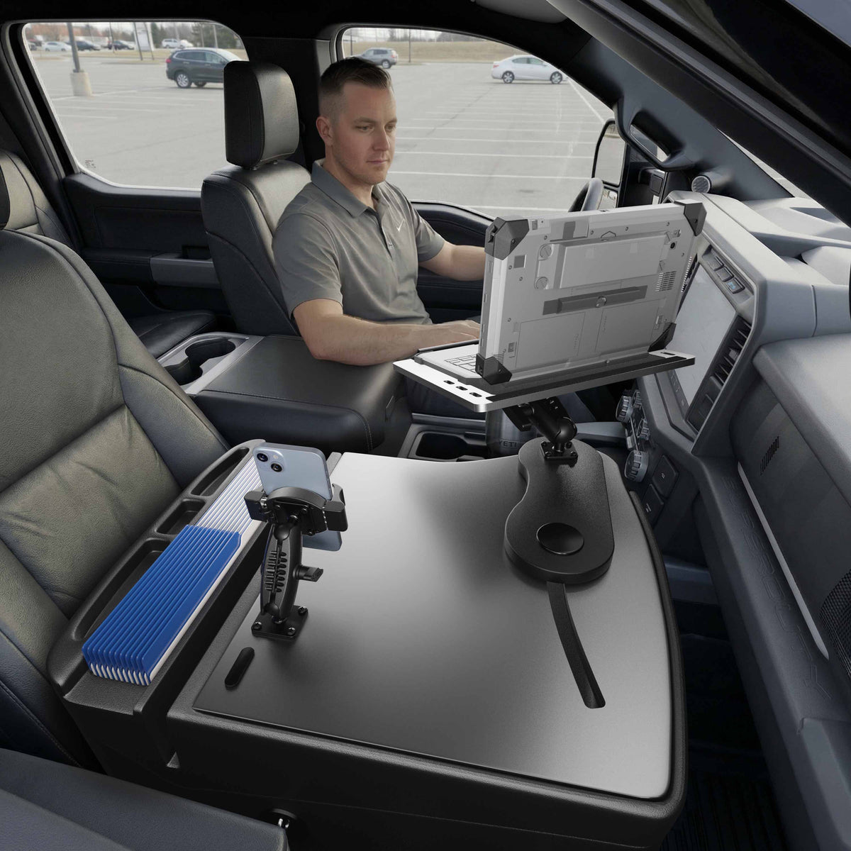 Arkon AUEXRD01RVPT AutoExec grijs; apparaten en opbergspullen niet inbegrepen
