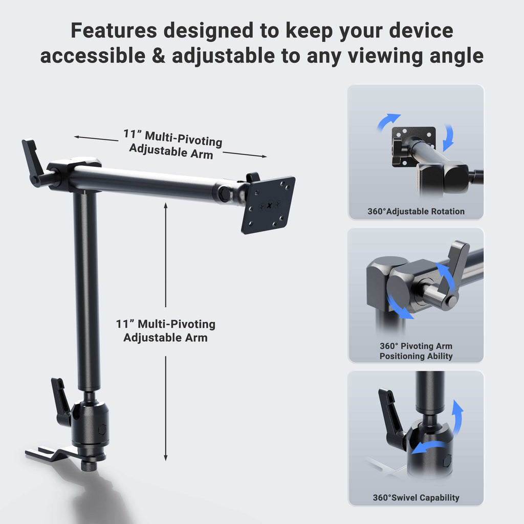 Arkon HD001 AMPS-uitvoering; verstelpunten en montagevoorbeelden