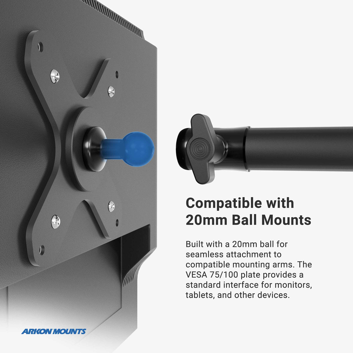 Arkon HD1VESA20 montagedetail; toestel en voertuigdelen niet inbegrepen