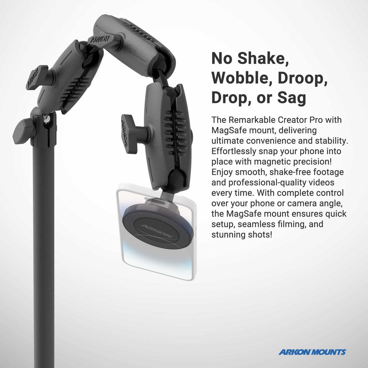 Arkon HD8MGS Creator-standaard detail of gebruiksvoorbeeld; toestellen en overige apparatuur niet inbegrepen