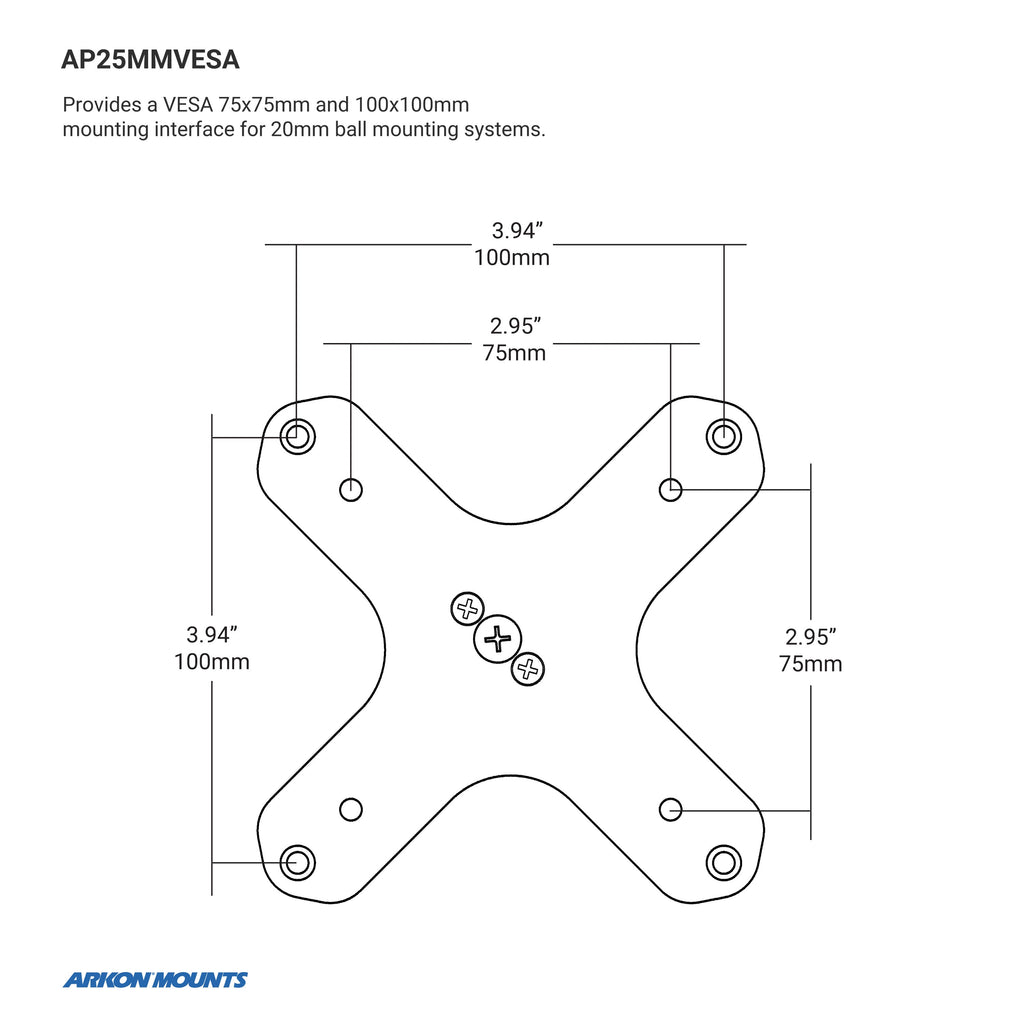 Arkon RM080VESA montagedetail of voorbeeld; toestel en andere onderdelen niet inbegrepen