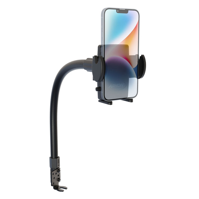 Arkon Mega Grip stoelrailserie 18 inch uitvoering met telefoonvoorbeeld; telefoon niet inbegrepen