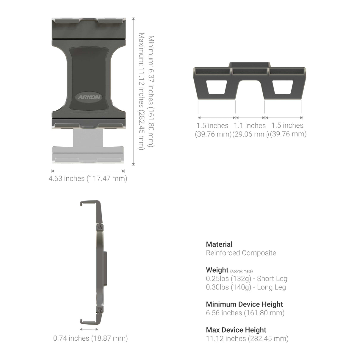 Arkon TAB808 montagedetail of voorbeeld; toestel niet inbegrepen