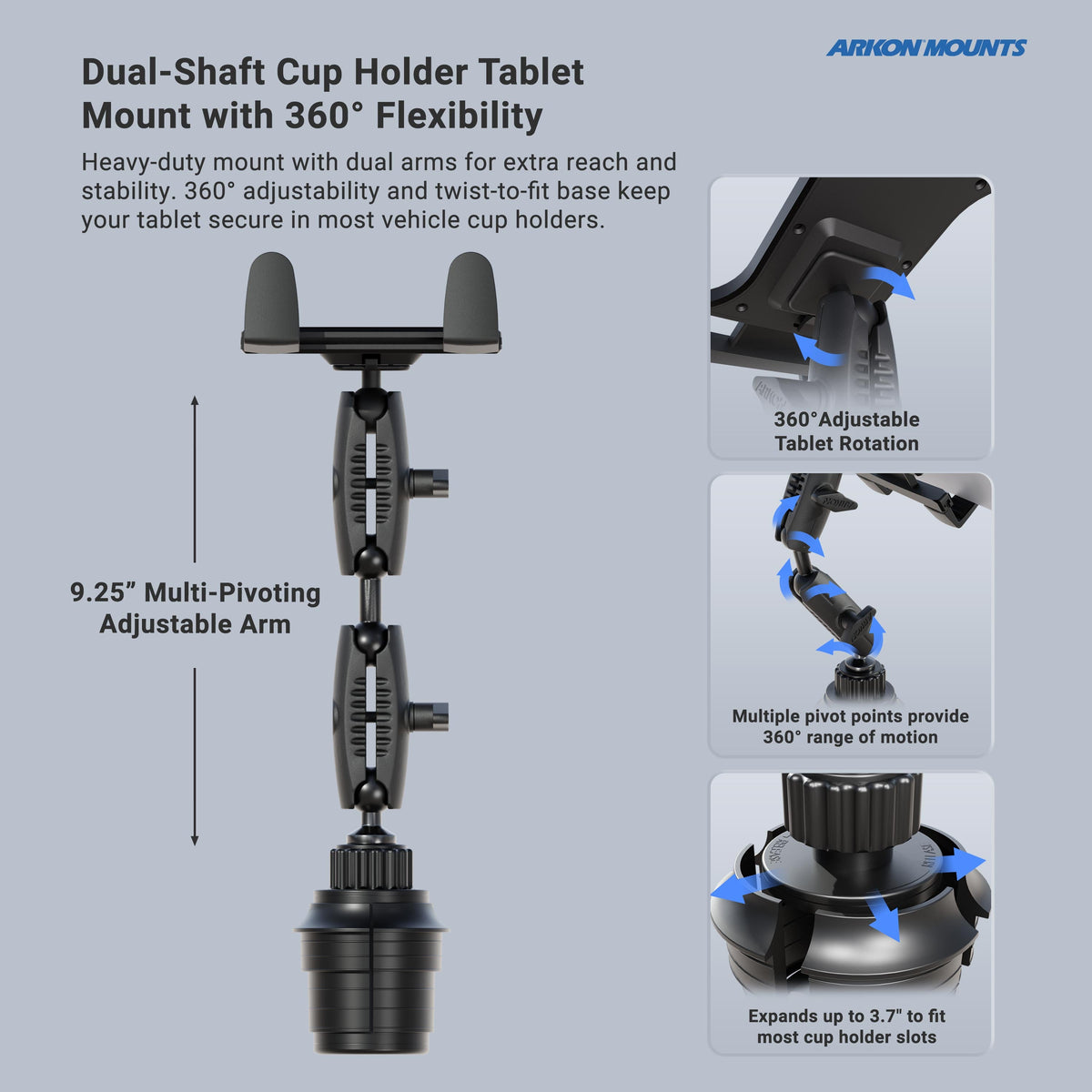 Arkon TABRM2X023 houder- of montagedetail; toestel en andere apparatuur niet inbegrepen