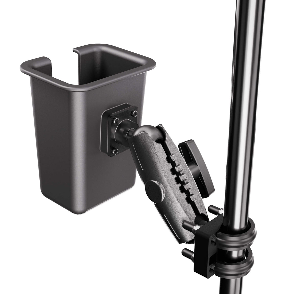 Arkon UB138MM5RBHLSXL montagevoorbeeld aan buis; toestel en buis niet inbegrepen
