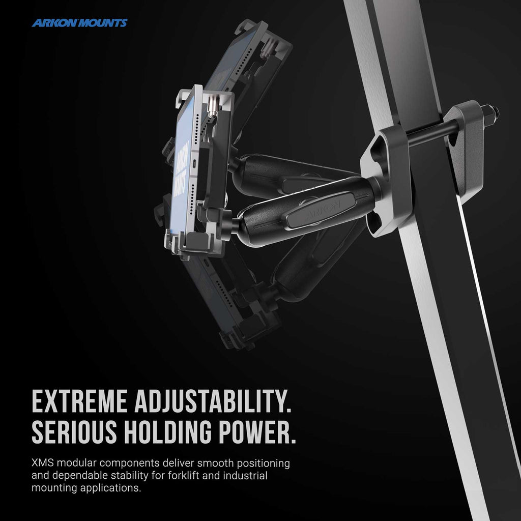 Arkon XMSFL38RM5TAB4 verstelvoorbeeld; toestel en reling niet inbegrepen