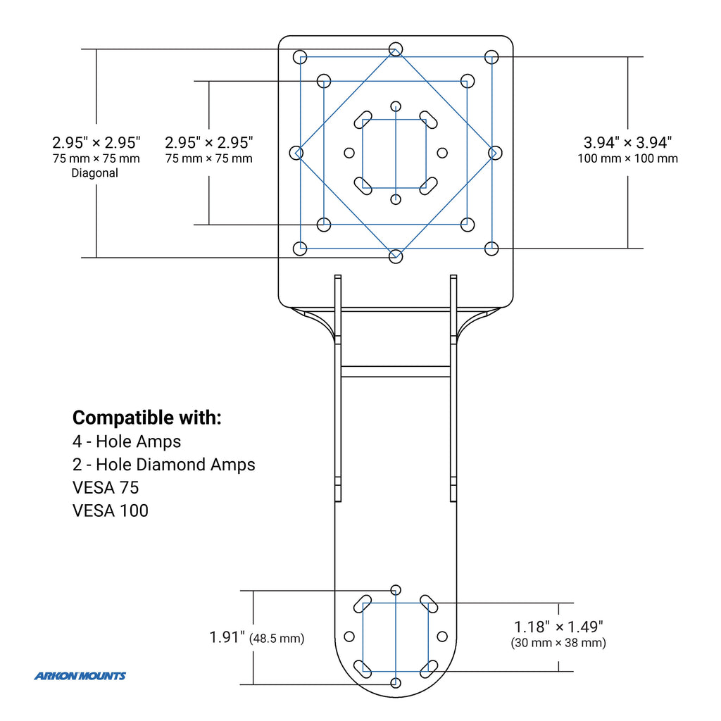 Arkon XMSFL38RM5UBT componentdetail of tekening; geen totale montagemaat