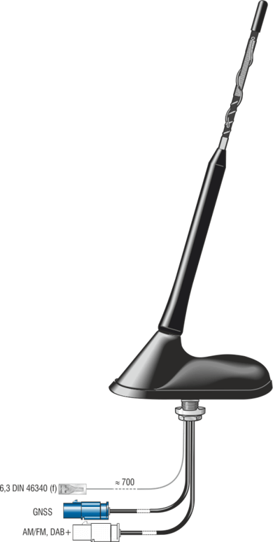 Combi antenne AM/FM / DAB+ filter / GNSS 2x Fakra M 0.2m
