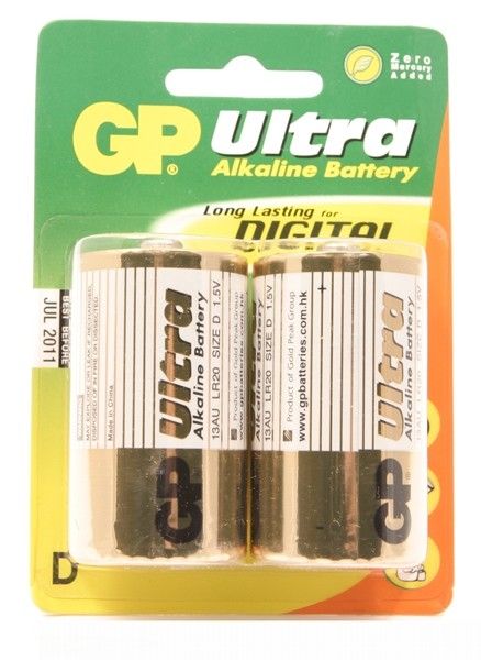 GP Ultra Alkaline LR20 (D Mono) grote staaf blister 2 (13AU