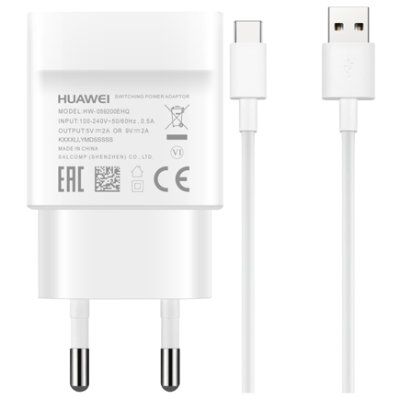 Lader 230V Huawei HW-050450E00 5A usbA + usbC 1m wit (QC)
