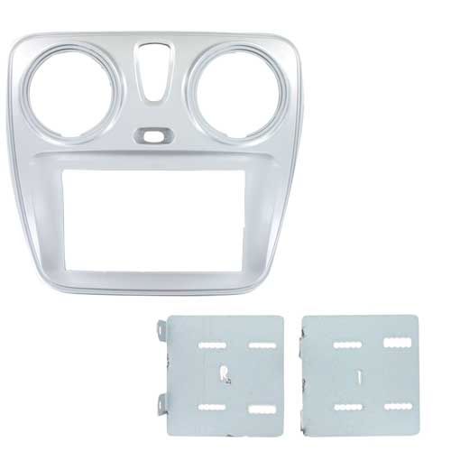 2-DIN frame Dacia Dokker Lodgy 12- met OEM 1-DIN zilver