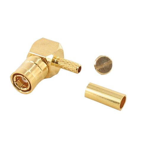 kabelconnector krimp SMB F haaks 90° - RG174