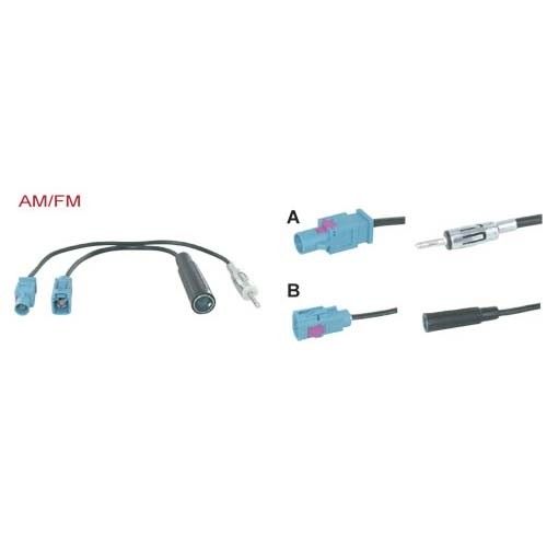 adapterkabel 15 cm dubbel Fakra M - DIN M en DIN F - Fakra F
