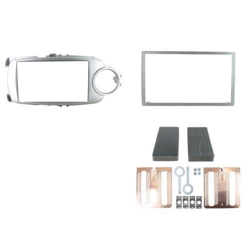 2-DIN frame Toyota Yaris 11-20 met rond zilverkleurig