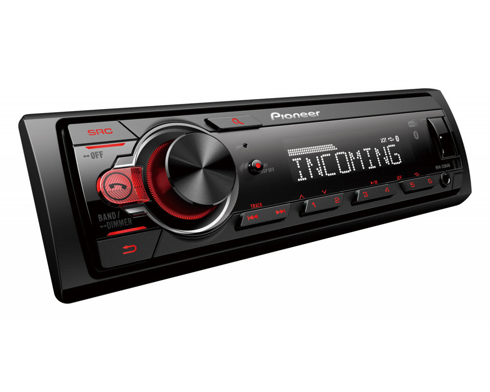 Pioneer MVH-330DAB Receiver 1DIN USB/BT/DAB+ rood